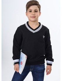 Resim Toontoy Kids Toontoy Erkek Çocuk Okul Nakışlı Sweatshirt Siyah 
