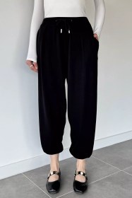 Resim Cepli Şalvar Pantolon Siyah TZL-P-00020966 