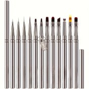 Resim 12'li Tırnak Sanatı Fırça Seti Jel Gradyan Tırnak Malzemeleri ile - Profesyonel Manikür & Pedikür Aletleri, Hassas Tasarım için Naylon Kıllar, Tırnak Sanatı için 12 Fırça Dahil, Manikür Temel Malzemeleri|Şık Fırça Tasarımı|Dayanıklı Fırçalar, Tırnak Sanatı Malzemeleri 