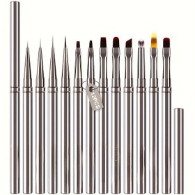 Resim 12'li Tırnak Sanatı Fırça Seti Jel Gradyan Tırnak Malzemeleri ile - Profesyonel Manikür & Pedikür Aletleri, Hassas Tasarım için Naylon Kıllar, Tırnak Sanatı için 12 Fırça Dahil, Manikür Temel Malzemeleri|Şık Fırça Tasarımı|Dayanıklı Fırçalar, Tırnak Sanatı Malzemeleri 