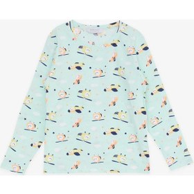 Resim Macawı Breeze Kız Çocuk Pijama Takımı Renkli Helikopter Desenli 1.5-5 Yaş, Su Yeşili-su Yeşili Su Yeşili 
