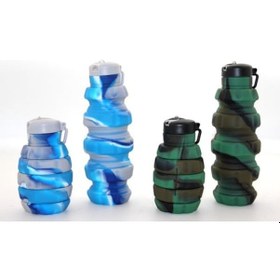 Resim El Bombası Tasarımı Katlanabilir Portatif Silikon Su Şişesi 500 Ml 