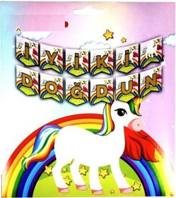 Resim Büyük Boy Unicorn Iyiki Doğdun Banner Uzar Yazı Diğer 