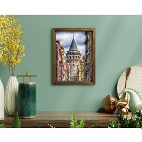 Resim Bk Home Galata Kulesi Tasarımlı Doğal Masif Ahşap Çerçeveli Tablo (551055484) 