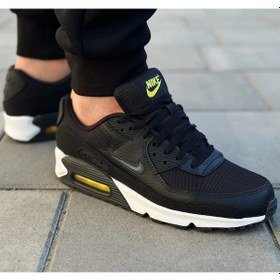 Resim Nike Air Max 90 Leather Black Hakiki Deri Erkek Snekaer Siyah 