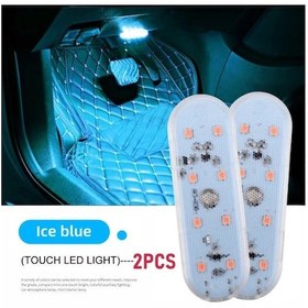 Resim Tongdashop Yüksek Parlaklık Manyetik Usb Şarjlı Dokunmatik Buz Mavisi 8led Araç Iç Aydınlatma 