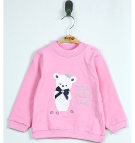 Resim Toontoy Kids Toontoy Kız Bebek Ayıcık Nakışlı İnce Penye Tişört Pembe 