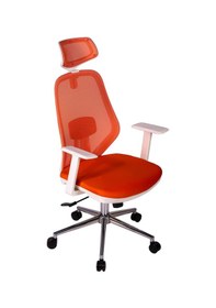 Resim Ofisbazaar Dali Beyaz Fileli Yönetici Koltuğu Ergonomik Başlıklı Ofis Koltuğu Turuncu Turuncu 