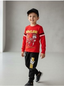 Resim Zekids Erkek Çocuk Pamuklu Bowling Baskılı Pijama Takımı-16821 Kırmızı 