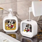 Resim DISNEY Mickey Mouse Pompa Dispenser Şişesi - BPA İçermeyen Şeffaf Seyahat Boyu Tuvalet Malzemesi Kabı, Kolay Basınçlı Kapaklı Şampuan, Losyon & Vücut Yıkama için - Seyahat ve Günlük Kullanım için Taşınabilir Banyo Gereçleri, Oyunbaz Tasarım, Şık Tasarım 