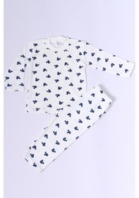 Resim Hçm Bebek Pamuk Pijama Takımı Tenkli Baskılı Bisiklet Yaka A2 Lacivert 