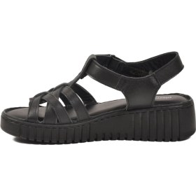 Resim Pierre Cardin Siyah Hakiki Deri Cırtlı Kadın Günlük Topuklu Sandalet PC-54787 Z 