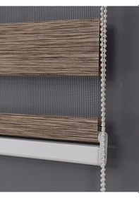 Resim Ithal Kalın Kahverengi Zebra Stor Güneşlik Perde Etek Düz Alüminyum Kasa Metal Ayak 