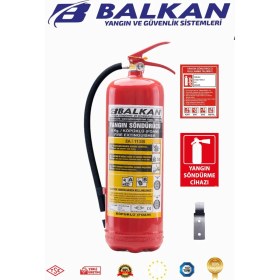 Resim BALKAN YANGIN VE GÜVENLİK SİSTEMLERİ 6 kg Ruhsata Uygun 4 Yıl Köpüklü Yangın Tüpü Set (Talimat-Levha-Askı) 