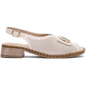 Resim Venüs 2512003y Kadın Hakiki Deri Topuklu Sandalet Bej Bej 