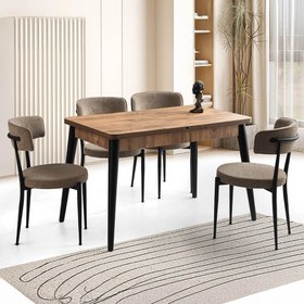 Resim Sweet Home Masa Sandalye Kelebek Milano Mdf Açılır Masa 4 Adet Gözde Sandalye Takımı Dişbudak 