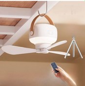 Resim Şarj Edilebilir Taşınabilir Tavan Vantilatörü Led Işık Ve Uzaktan Kumanda İle Xy74 3600mah , 