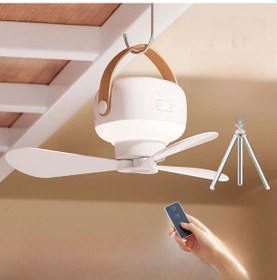 Resim Şarj Edilebilir Taşınabilir Tavan Vantilatörü Led Işık Ve Uzaktan Kumanda İle Xy74 3600mah , 