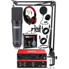 Resim Functional Paket-4 Stüdyo Ekipmanları Mikrofon 4 Çıkış Ses Kartı Full Set 