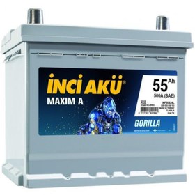 Resim İnci Akü Maxim A (ters Kutup) Gorilla Asia 12v 55ah 500cca 