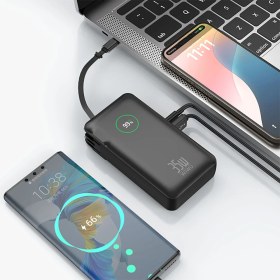 Resim Wiwu Wi-p049 Noble Serisi Type-c Kablolu Dijital Led Göstergeli Powerbank Pd 35w 10000mah Siyah 