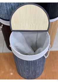 Resim Sever Bambu Kirli Çamaşır Sepeti Yuvarlak Diğer 
