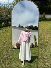 Resim SAMSA önü bağlamalı 2 bağcıklı kimono gömlek modern tesettür şık yeni sezon etek üstü kimono 