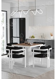 Resim Avvio Demre Bohem Ayak Tokyo Demonte Sandalye 80x80 Yemek Masası Mutfak Masası 4 Kişilik Akçaağaç 