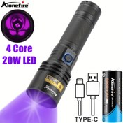 Resim Alonefire 20W 4-Kutuplu UV LED El Feneri - Reçine Tırnaklar, Para Ore, Skorpionlar, Floresan Algılama, Pet Lekleri, Kedi Tinea, Görünmez Mürekkep İşaretçisi, Sızdırmazlık Algılama, Sızdırmazlık Algılama Işığı|Kompakt El Feneri|Dayanıklı İnşaat, UV Torch El Feneri 