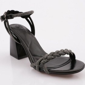 Resim Dgn 806 Kadin Silver Taş Burgulu Topuklu Sandalet 806-1922-R2004 Siyah 