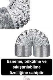 Resim Alüminyum Kopmaz Yırtılmaz Ankastre Baca Aspiratör Davlumbaz Şofben Havalandırma Borusu 2 mt 127 mm 