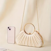 Resim Çapraz Sınır Trendy Katlanabilir Peach-Renli Akşam Çantası, Zarif Qipao Çantası, Düğünler İçin Yuvarlak Halka Banket Çantası, Chaozhou Fabrikası'ndan Sağlanan. 