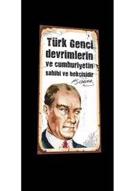 Resim Mustafa Kemal Atatürk Sözleri mini retro ahşap poster-2 
