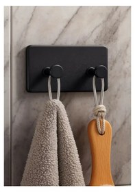 Resim 6lı Banyo Duş Seti Duş Rafı Şampuan Sabun Askılık Siyah 