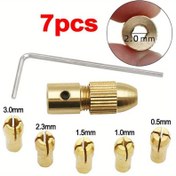 Resim 7 parça/set 2.0/3.17mm Pirinç Mini Matkap Mandrenleri Elektrikli Motor Şaftı Matkap Ucu Aleti Adaptörü için 
