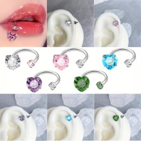 Resim 1/5 adet Paslanmaz Çelik Kalp Şeklinde Zirkonyum C-bar At Nalı Yüzük Kulak Kemik Çivisi Dudak Çivisi Günlük Kullanım İçin Süs 