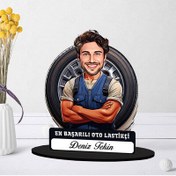 Resim Kişiye Özel Erkek Oto Lastikçisine Hediye Karikatürlü Biblo 
