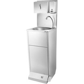 Resim Yıkama İstasyonu - Ayak Kumandalı, Peçete ve Sabun Dispenserli Paslanmaz Çelik Lavabo 