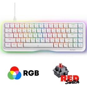 Resim Sarftech K68SE %65 Sade Tasarım USB Beyaz Mekanik Red Switch Gaming Oyuncu Klavyesi Aparat Hediyeli 
