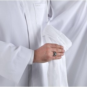 Resim İkranur Beyaz Buhara Yaka Pratik Namaz Cübbesi 
