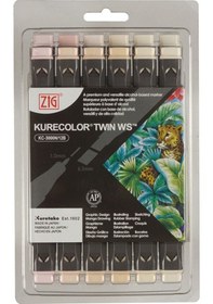 Resim Kurecolor Twin S Marker Kc3000 Çift Uçlu Grafik Markör Seti Neutral & Natural Colors 12 Renk 