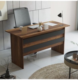 Resim Robin Home Ofis Çalışma Masası Takımı Büro Masa Takımı Ofis Masası + Keson + Ofis Sehpası Kahverengi 