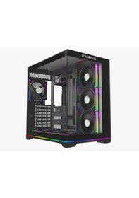 Resim Strong Balerion 7x 120 Mm Fanlı Argb Kumandalı Şerit Ledli Atx Akvaryum Siyah Gaming Bilgisayar Kasası Powersız 