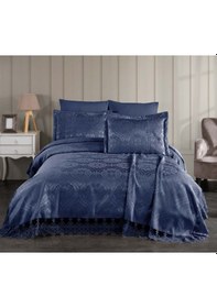 Resim Sultan 3 Parça Fransız Danetelli Şönil Lux Pike Takımı İndigo 