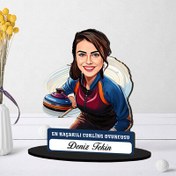 Resim Kişiye Özel Kadın Curling Oyuncusuna Hediye Karikatürlü Biblo 
