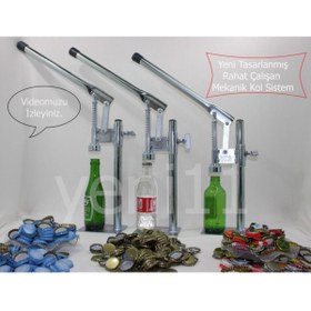 Resim yeni11 Gazoz Soda Kapağı Kapatma Makinesi + 500 Kapak Şişe Kapatma Aleti 