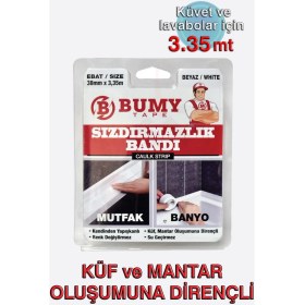 Resim Küvet - Lavabo Kenar Sızdırmazlık Bandı 38MM x 3.35MT Beyaz 