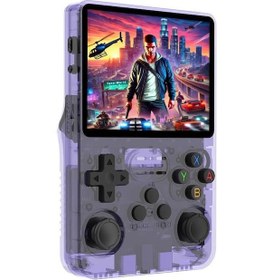 Resim Konsol Plus R36S 3.5" IPS Ekran 15 000 Oyun 64 GB Retro El Oyun Konsolu - Mor 