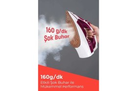 Resim Kırmızı Seramik Tabanlı 2200W Buharlı Ütü, Hızlı ve Güçlü Kırışıklık Açıcı 