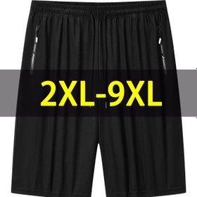 Resim Erkekler için Artı Boyutu Hafif Yaz Şortları - Esnek, Nefes Alabilen Kumaş, Fermuarlı Cebi ile, Rahat Stil, Düz Renk, Boyutlar 2XL-9XL, ARTI BOYUT 
